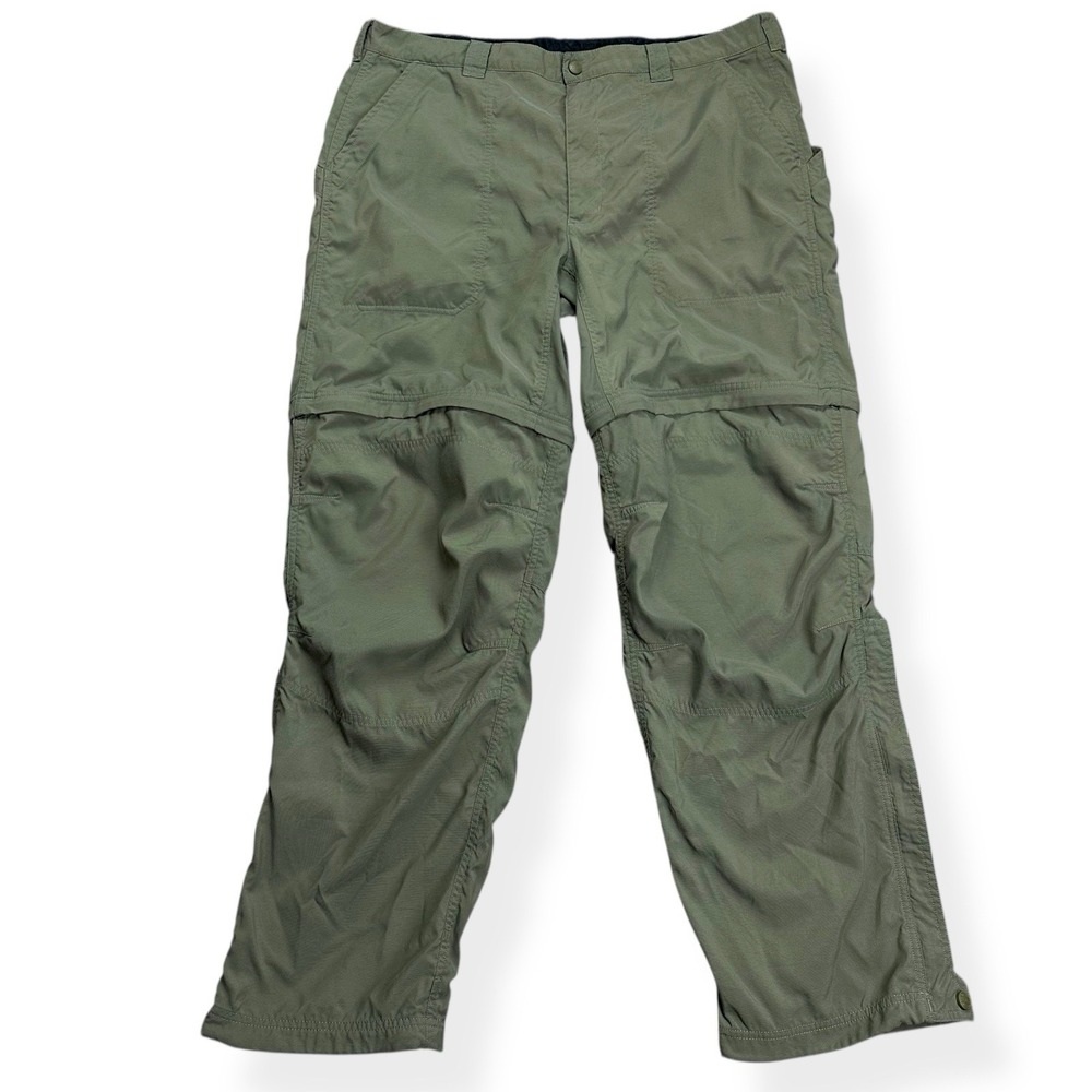 LL Bean Pants Men's XL Tall Green Convertible Zip Off‎ Nylon Hiking Quick Dry
